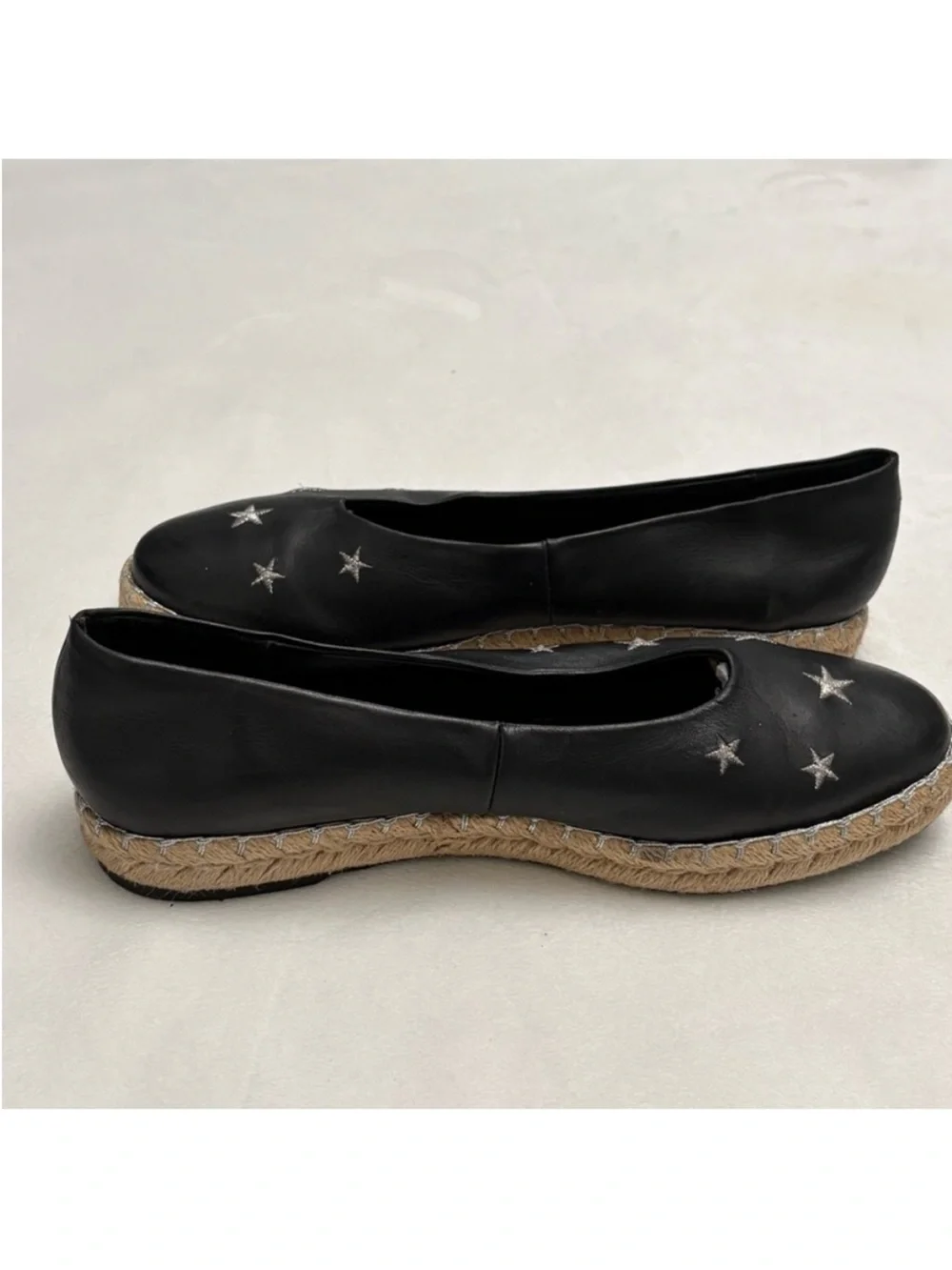 Miista Black Star-Embroidered Espadrille Flats Size 40